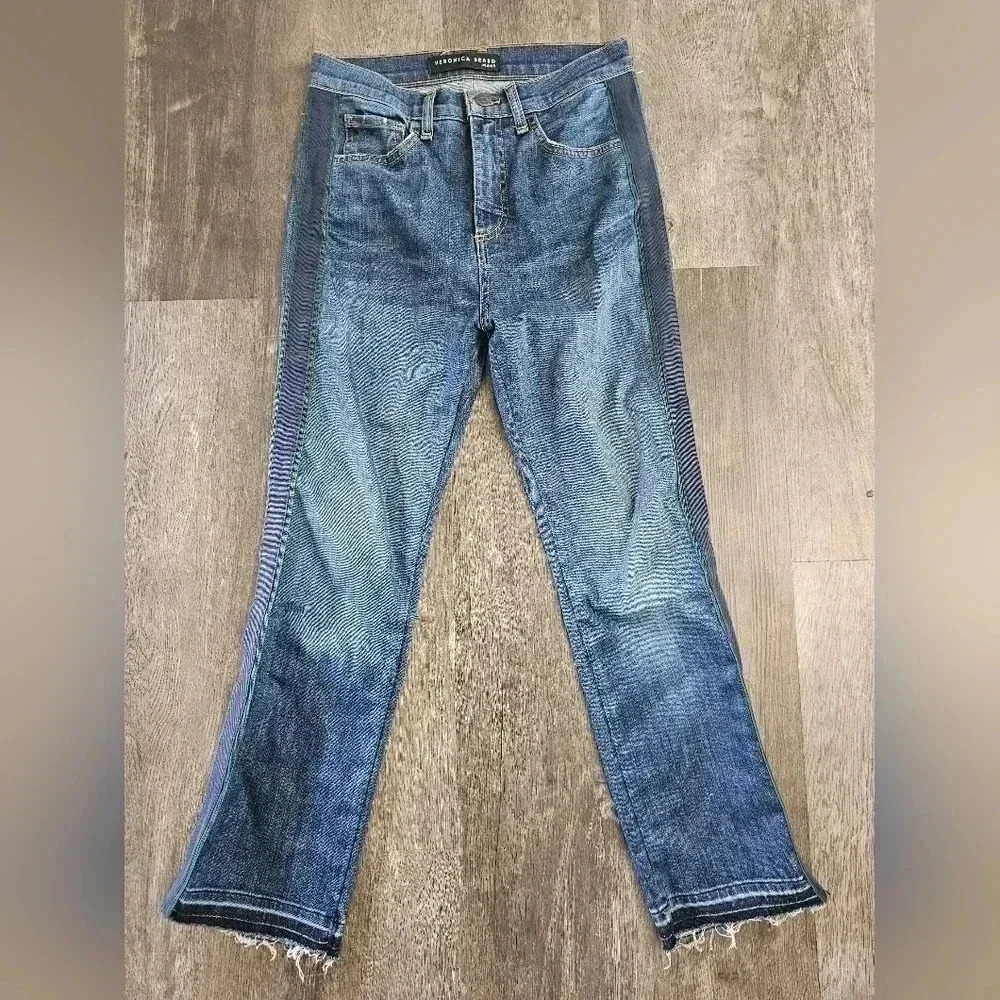 Veronica Beard Carly Kick Flare Tux Stripe High Rise Jeans‎ Size 27 - Picture 3 of 8